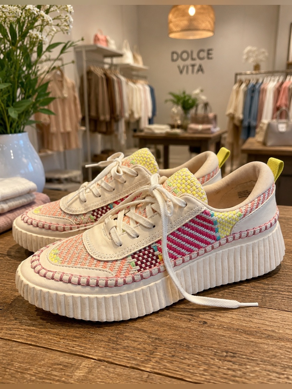 Dolce Vita Woven Platform Sneakers Multicolor Boho Coastal EUC Women’s Sz 9